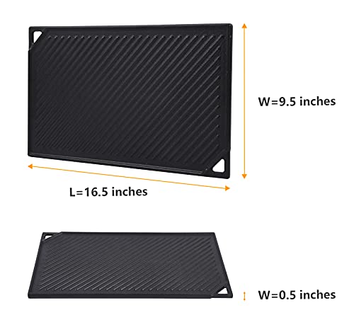 GasSaf Cast Iron Reversible Griddle, 16.5 Inch x 9.5 Inch Double Sided Grill Pan Perfect for Gas Grills and Stove Top - Image 3