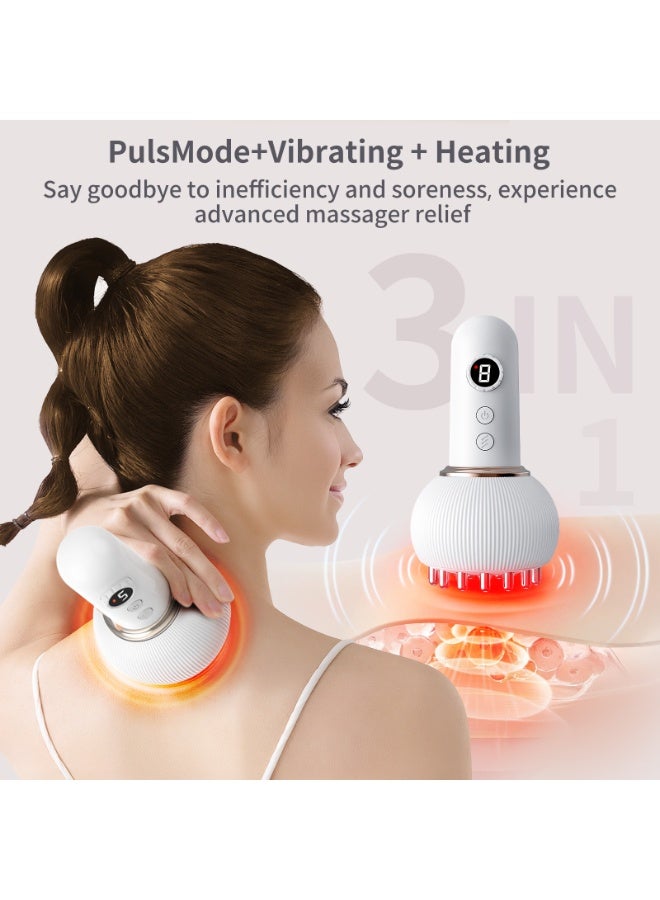 آيسيلي جهاز تدليك التصريف اللمفاوي وأداة تدليك مضادة للسيلوليت، جهاز تدليك الأنسجة العميقة، جهاز تدليك لتخفيف آلام عرق النسا مع 9 سرعات قابلة للتعديل، يساعد على تقليل علامات التمدد والسيلوليت، للساقين والذراعين والبطن، جهاز نحت الجسم مع تيار كهربائي دقيق، ضوء، حرارة واهتزاز (أبيض) - Image 3