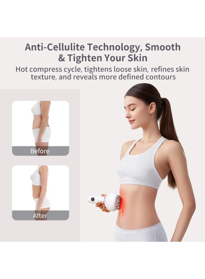 آيسيلي جهاز تدليك التصريف اللمفاوي وأداة تدليك مضادة للسيلوليت، جهاز تدليك الأنسجة العميقة، جهاز تدليك لتخفيف آلام عرق النسا مع 9 سرعات قابلة للتعديل، يساعد على تقليل علامات التمدد والسيلوليت، للساقين والذراعين والبطن، جهاز نحت الجسم مع تيار كهربائي دقيق، ضوء، حرارة واهتزاز (أبيض) - Image 2