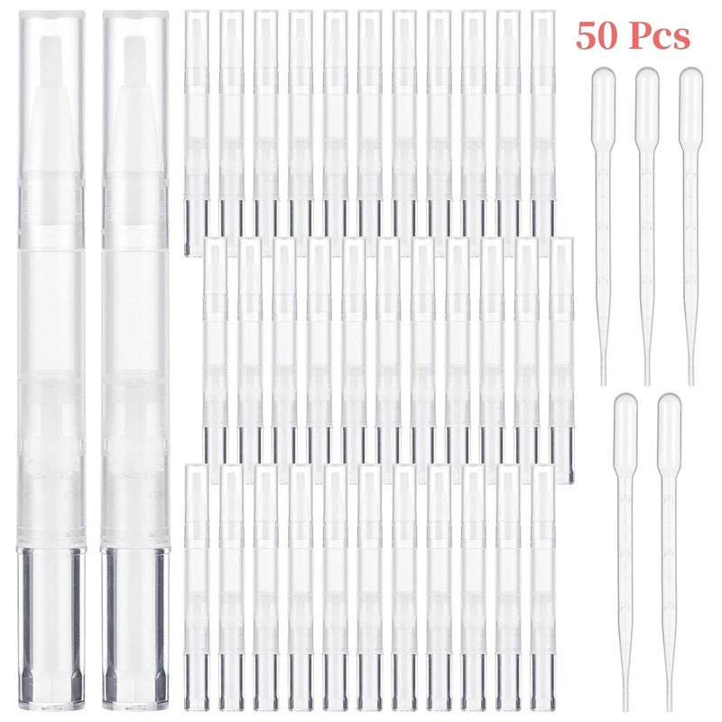 Empty Nail Oil Pens, Lip Gloss Containers, And Eyelash Growth Liquid Tubes, 50 Pieces 3 Ml With 5 Droppers, Transparent Twist Pens With Brush Tips - Image 5