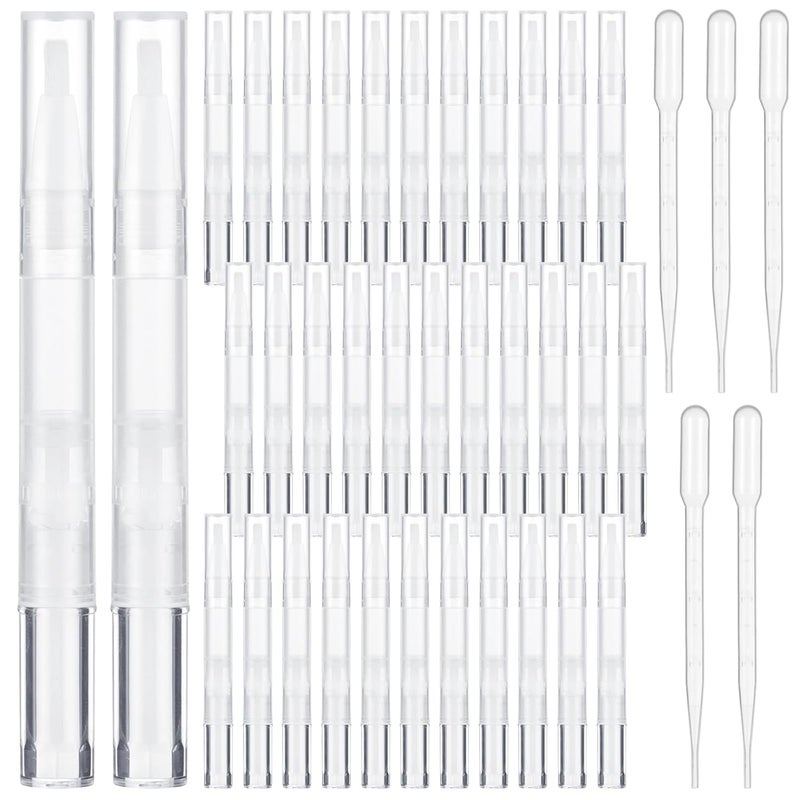 Empty Nail Oil Pens, Lip Gloss Containers, And Eyelash Growth Liquid Tubes, 50 Pieces 3 Ml With 5 Droppers, Transparent Twist Pens With Brush Tips - Image 2