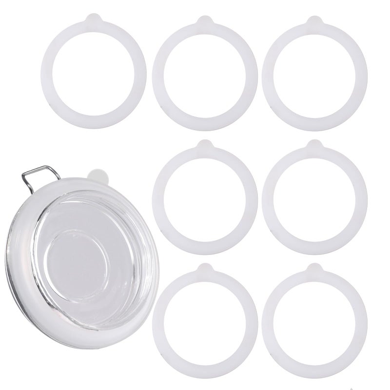 SFIELCAPA 7 Pack Rubber Seals for Glass Jars, Airtight Silicone Jar Gaskets, Leakproof Rubber Gasket for Canning Mason Jars - 3.75 Inches Diameter, Fits Most Sizes (White) - Image 1