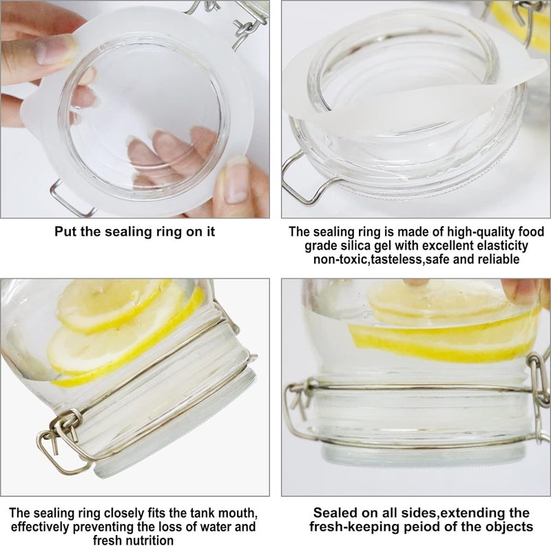 SFIELCAPA 7 Pack Rubber Seals for Glass Jars, Airtight Silicone Jar Gaskets, Leakproof Rubber Gasket for Canning Mason Jars - 3.75 Inches Diameter, Fits Most Sizes (White) - Image 3