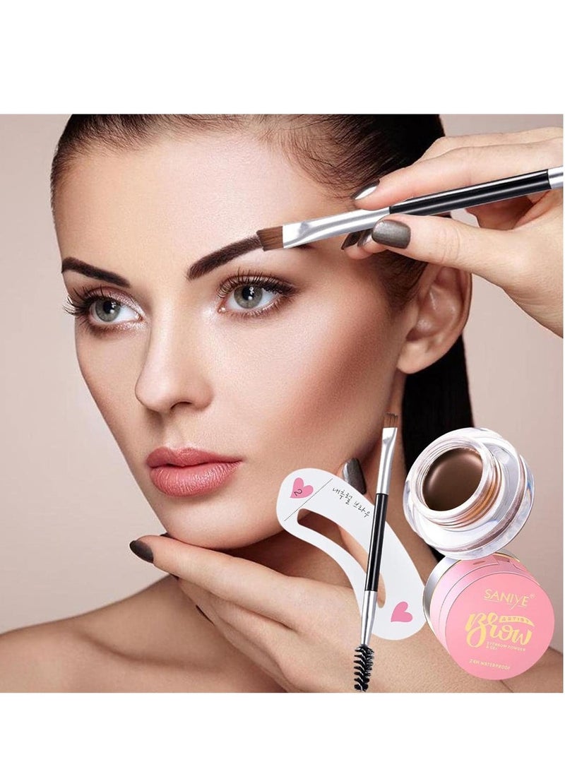 Generic Eyebrow Powder Kit, Eyebrow Powder Sculpting, 2 In 1 Set, Long Lasting Waterproof Eyebrow Makeup with Double-ended Eyebrow Brush and Eyebrow Template  - Image 2