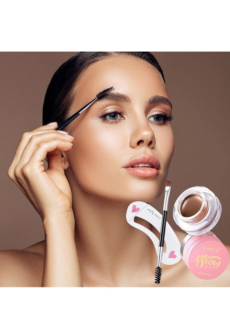 Generic Eyebrow Powder Kit, Eyebrow Powder Sculpting, 2 In 1 Set, Long Lasting Waterproof Eyebrow Makeup with Double-ended Eyebrow Brush and Eyebrow Template  - Image 3