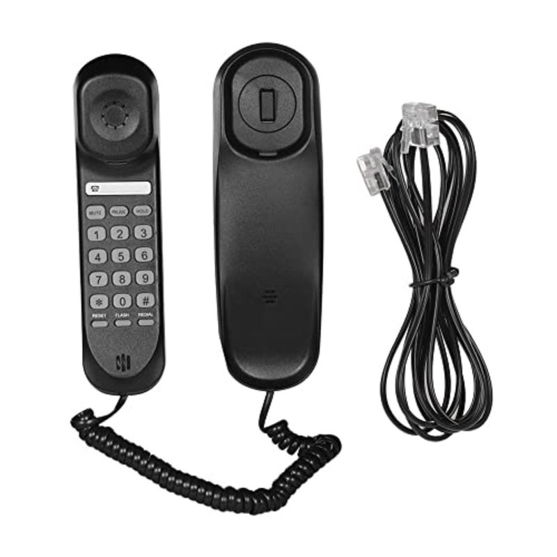 Mini Desktop Corded Landline Phone Fixed Telephone Wall Mountable Supports Mute/Pause/Hold/Reset/Flash/Redial Functions for Home Hotel Office Bank Call Center - Image 3