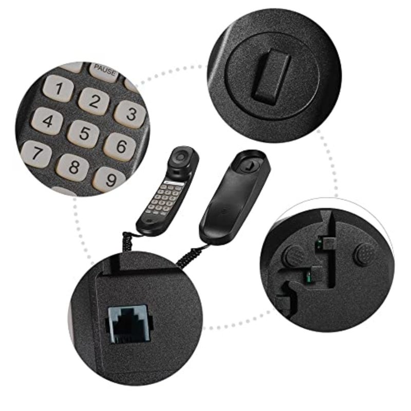 Mini Desktop Corded Landline Phone Fixed Telephone Wall Mountable Supports Mute/Pause/Hold/Reset/Flash/Redial Functions for Home Hotel Office Bank Call Center - Image 4