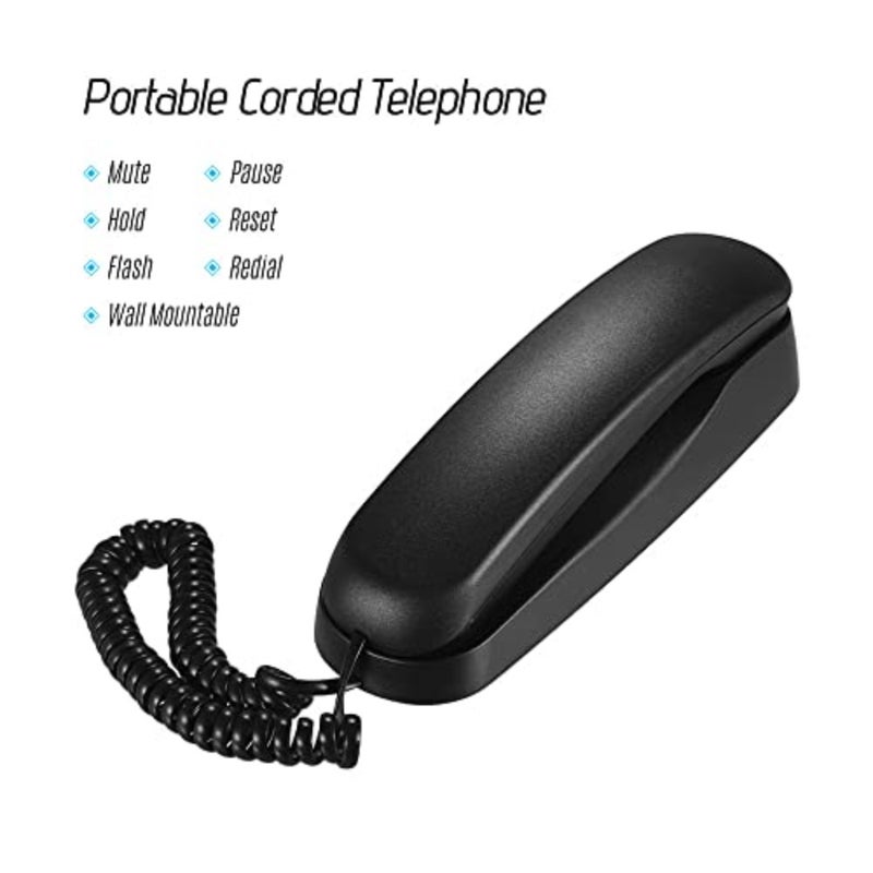 Mini Desktop Corded Landline Phone Fixed Telephone Wall Mountable Supports Mute/Pause/Hold/Reset/Flash/Redial Functions for Home Hotel Office Bank Call Center - Image 2