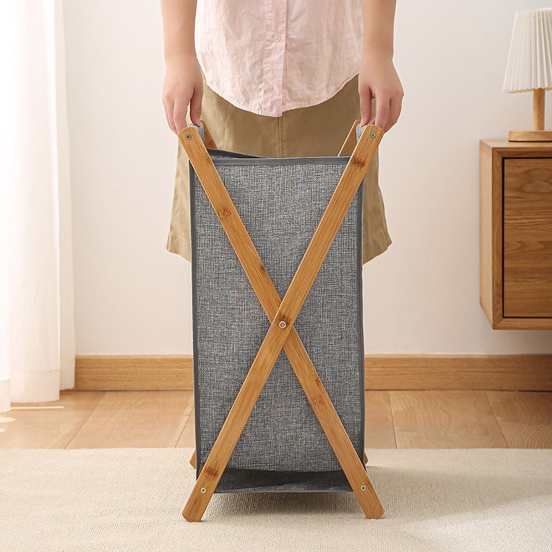 Solid Wood Laundry Basket – Foldable Large Storage for Bathroom - Image 3