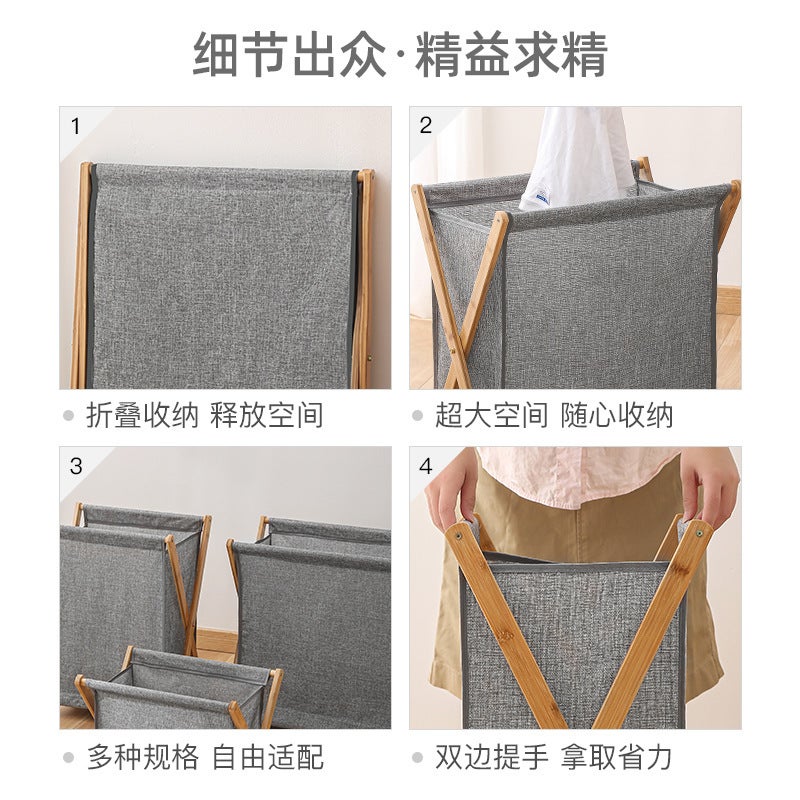 Solid Wood Laundry Basket – Foldable Large Storage for Bathroom - Image 5
