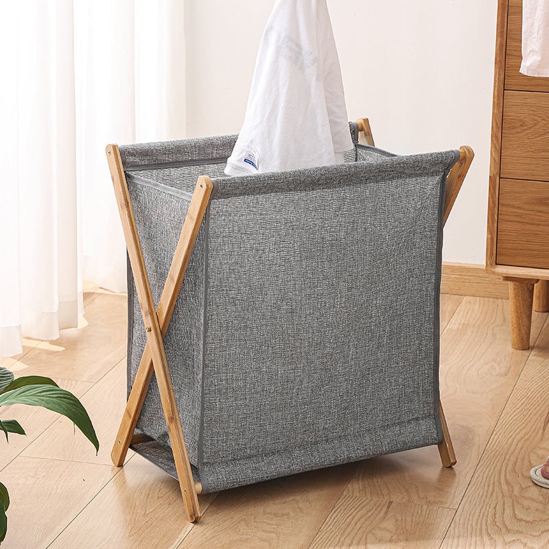 Solid Wood Laundry Basket – Foldable Large Storage for Bathroom - Image 4