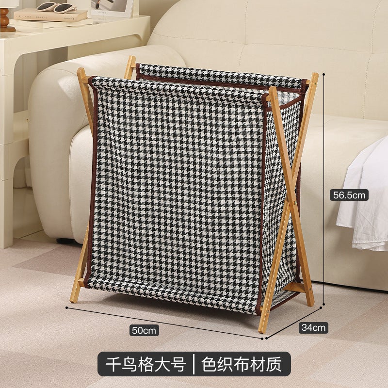 Solid Wood Laundry Basket – Foldable Large Storage for Bathroom - Image 1