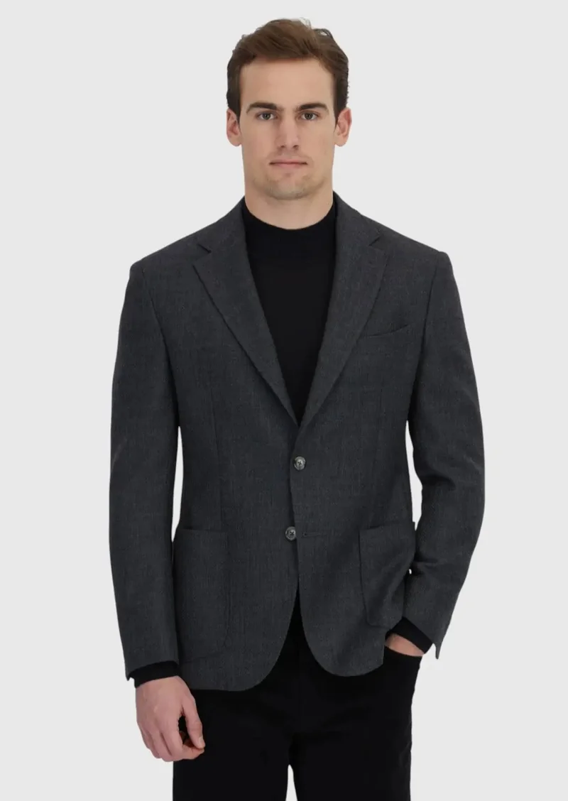 RAMSEY Hard Coal Patterned Zeroweight Slim Fit 100% Wool Jacket