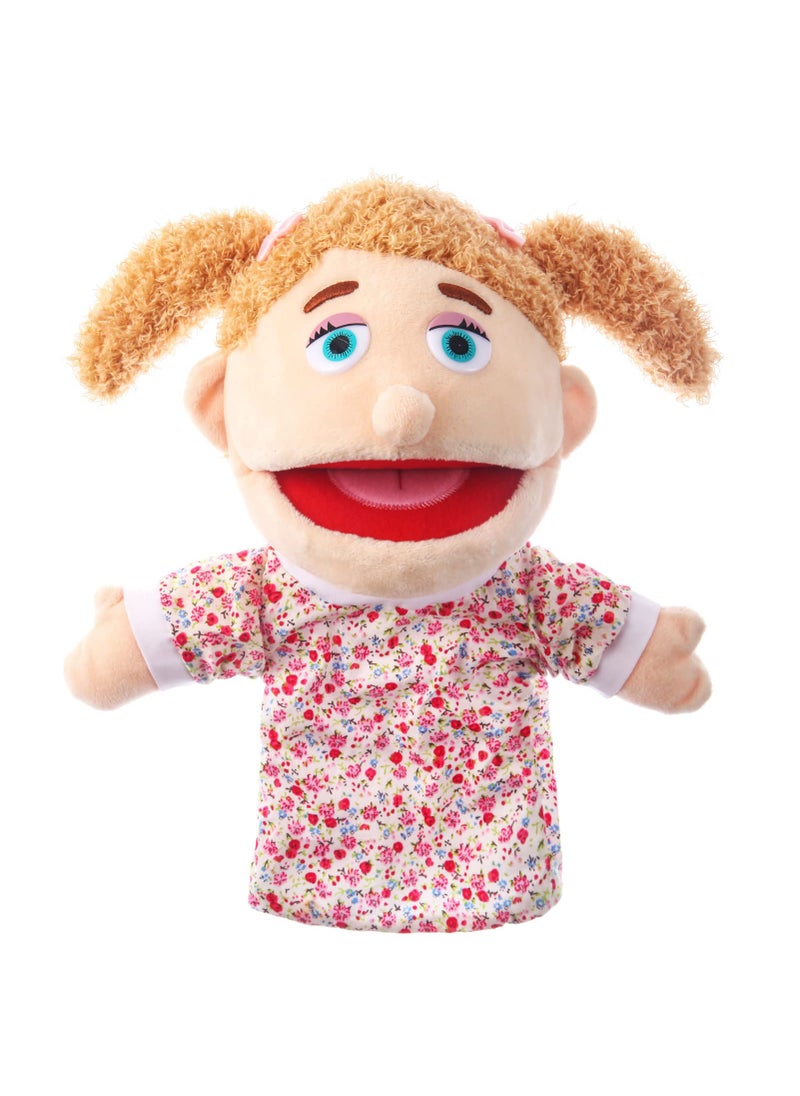 ZJoey 1 Pcs Family Hand Puppets 13 Inch Grandparents, Mom & Dad, Brother & Sister Plush Hand Puppet Toys Role-Play Toy Puppets for Kids Storytelling Imaginative Pretend Play Teaching Preschool(Sister)  - Image 1