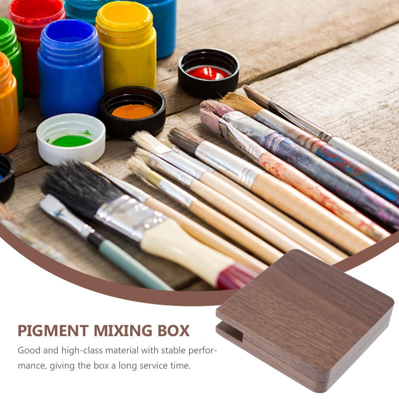 Walnut Wood Paint Palette Box Watercolor Mixing Tray 15 Compartments Portable Artist Student Painting Supplies Case - Image 4