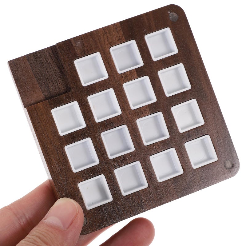 Walnut Wood Paint Palette Box Watercolor Mixing Tray 15 Compartments Portable Artist Student Painting Supplies Case - Image 5