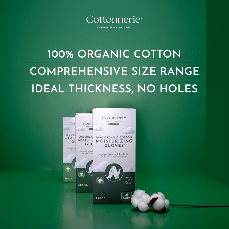 COTTONNERIE 4 Pairs Cottonnerie Organic Cotton Gloves for Dry Hands Sleeping, Moisturizing Gloves Overnight, Hand Moisturizer Gloves, Moisture Gloves for Dry Hands Overnight, Sleeping Gloves, Medium - Image 2
