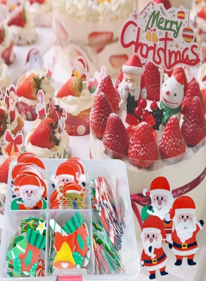 100 Uds. Adornos Navideños para Cupcakes De Papá Noel, Papel De Oblea Comestible, Adornos para Pasteles De Hadas, Decoración para Hornear Pasteles De Cumpleaños - Image 4