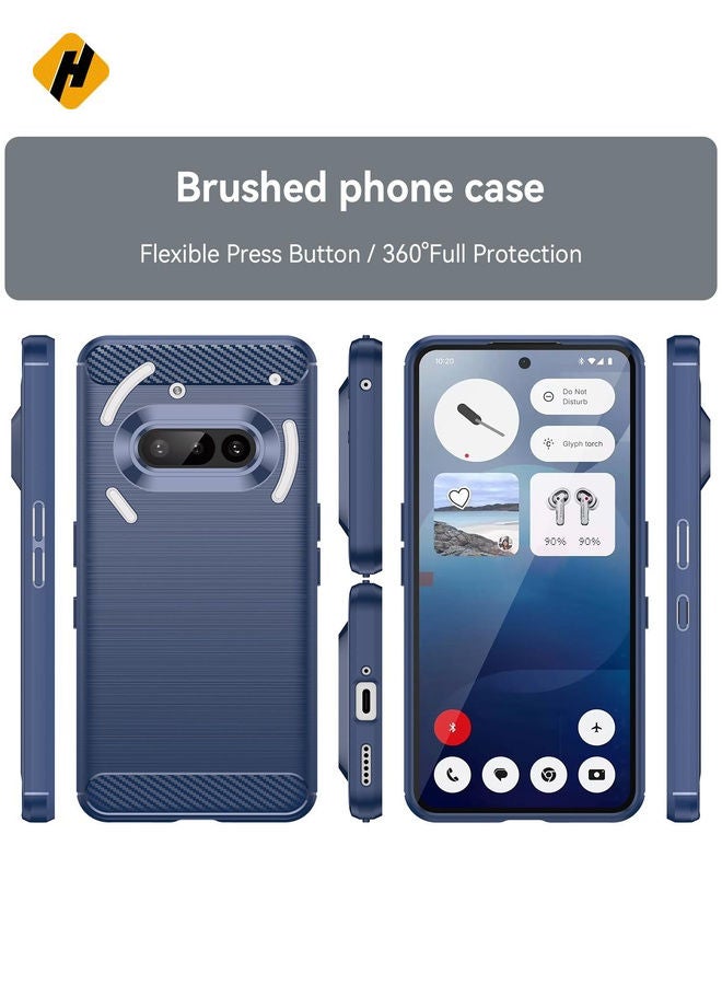 HuHa Protective Cover For Nothing Phone 3a Carbon Fiber Brushed Texture TPU Phone Case (Blue)  - Image 2