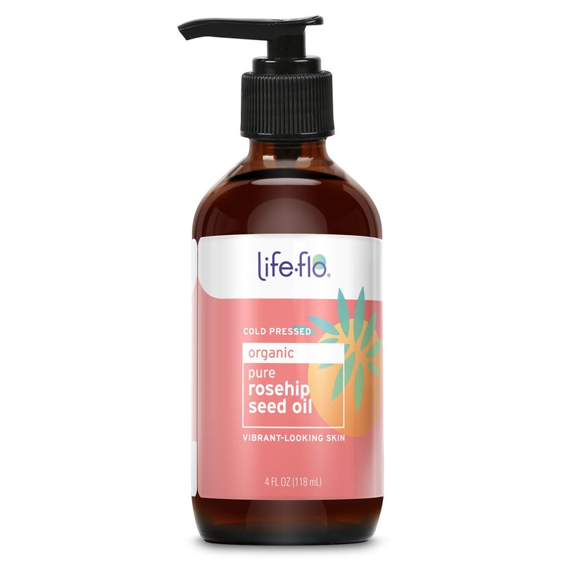Life-flo LIFEFLO Pure Organic Rosehip Seed Oil Hydrating Face Oil Dry Skin Care Cold Pressed from Organic Rose Hips Rich in Fatty Acids and Vitamin A Retinol Hypoallergenic 60Day Guarantee 4oz