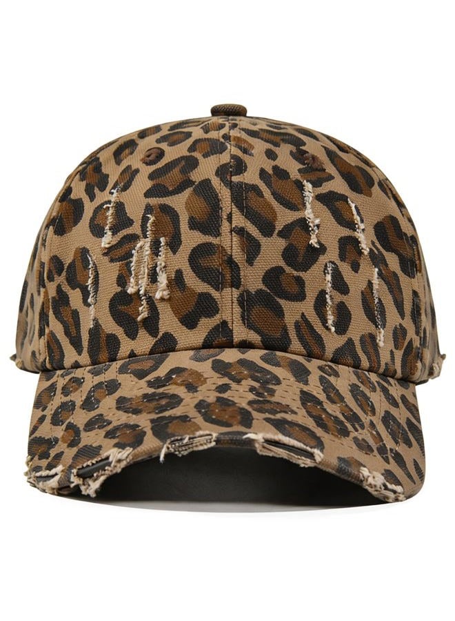 Ptduabenlu Classic Low Profile Baseball Cap for Men Women Adjustable Cotton Trucker Hats Dad Hat Plain Cap, Leopard Khaki, One size - Image 2