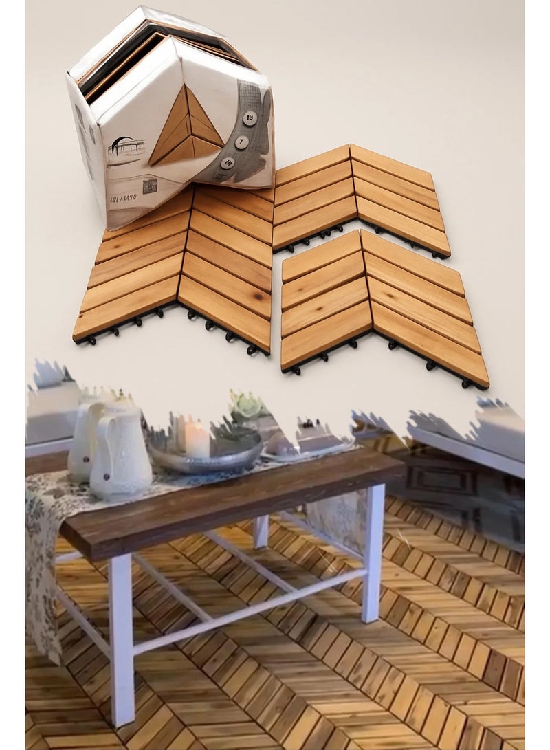 سي او أرماء بلاط أرضيات خارجي بشكل مثلثي  لون خشبي , 12 قطعه - Image 1