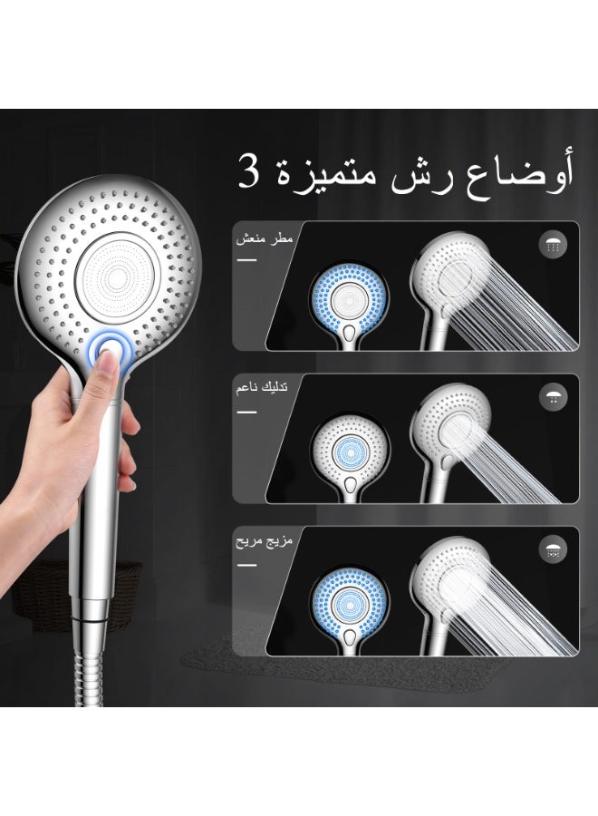 FEELSO رأس دش فلتر للمياه العسرة، مزود بـ 3 أوضاع للرش، ونظام فلترة مكون من 15 طبقة، موفر للمياه وذو ضغط عالي، يأتي مع خرطوم بطول 1.5 م، وفلتر تدليك مخصص لإزالة الكلور المتبقي من فيلسو، فضي - Image 3