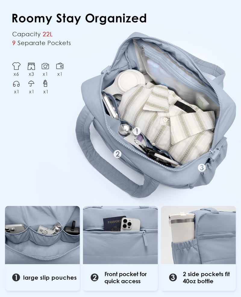 Uselike Gym Bag for Women, Travel Duffle Bags with Wet Pocket, Lightweight Carry on Bag Overnight Weekender Duffel Bag, Water Resistant (Haze Blue) - Image 2