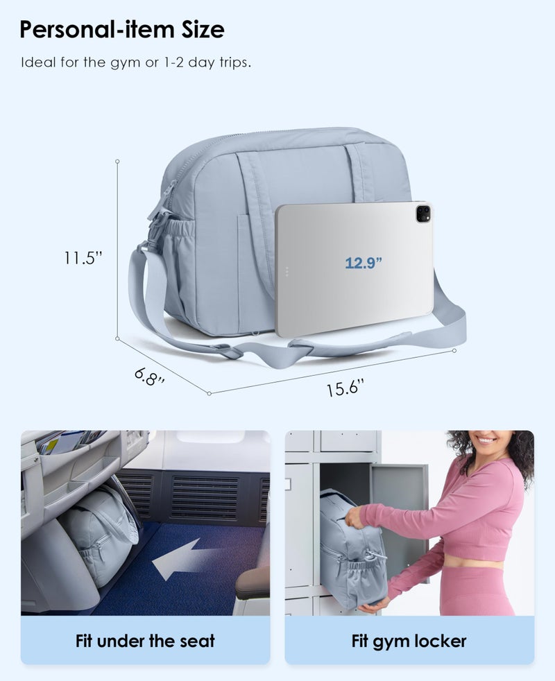 Uselike Gym Bag for Women, Travel Duffle Bags with Wet Pocket, Lightweight Carry on Bag Overnight Weekender Duffel Bag, Water Resistant (Haze Blue) - Image 4