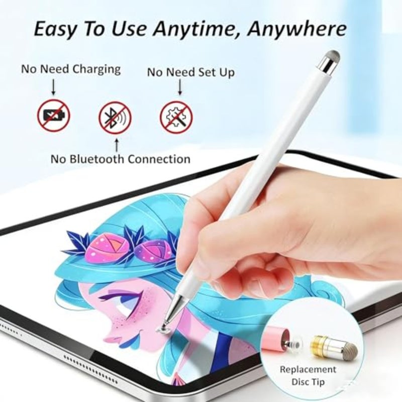 قلم شاشة لجهاز Samsung Galaxy Tab A11+/A11/A9+/A9/A8+/A8 قلم Android عالمي متوافق مع iOS/Microsoft/Android Tablet والهواتف وجميع الأجهزة التي تعمل باللمس أبيض - Image 3