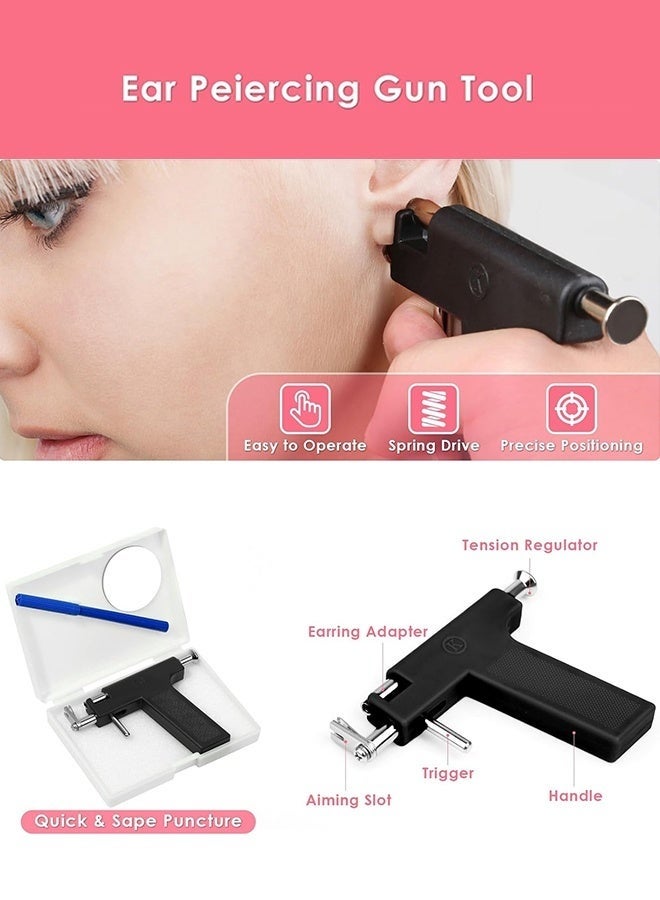 Bukela Professional Ear Piercing Gun Kit, Reusable Piercing Gun with Stainless Steel Piercing Earrings Studs, Crystal Earrings for At Home Salon Earlobe Cartilage Helix Tragus Piercing Tool Kit - Image 2