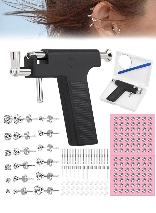 Bukela Professional Ear Piercing Gun Kit, Reusable Piercing Gun with Stainless Steel Piercing Earrings Studs, Crystal Earrings for At Home Salon Earlobe Cartilage Helix Tragus Piercing Tool Kit - Image 1
