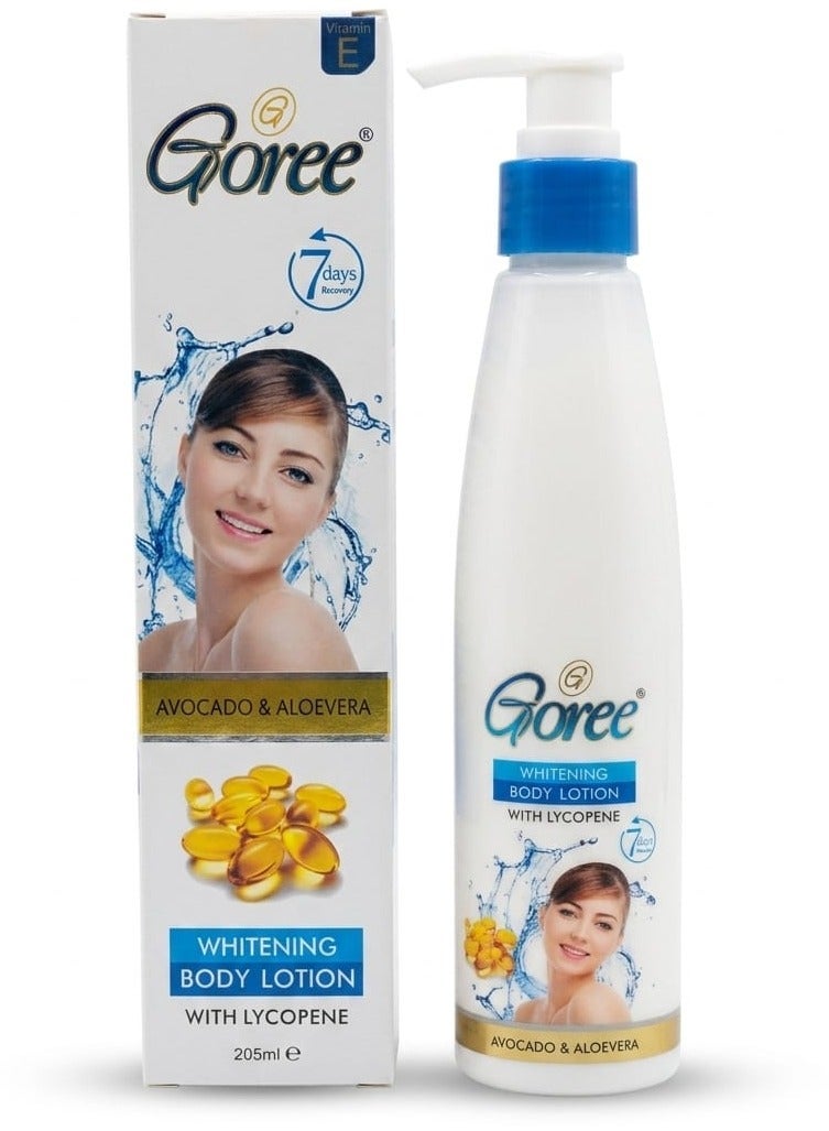 Goree Whitening Body Lotion with Lycopene Avocado & Aloevera 205ml - Image 1