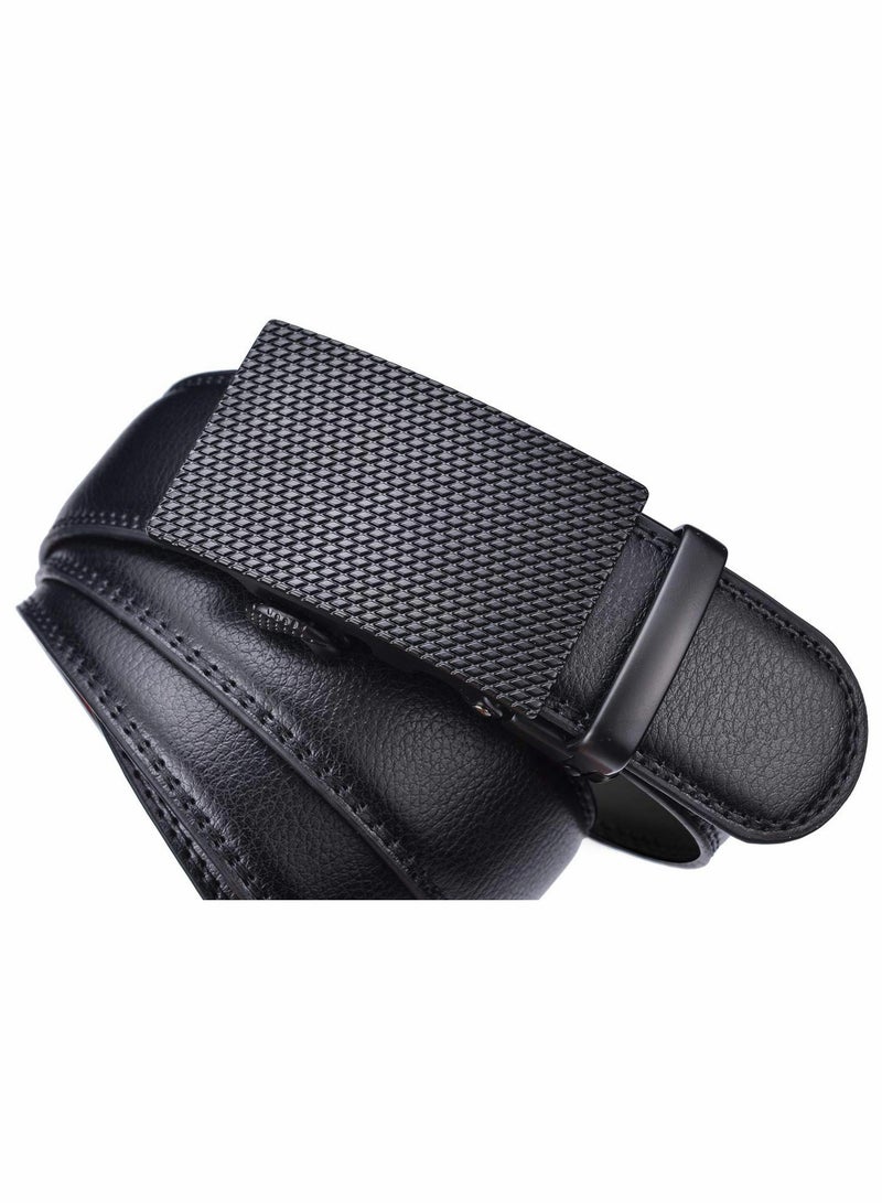 KASTWAVE Men's Leather Ratchet Dress Belts with Automatic Buckle Belt Fashion Soft Comfortable and Durable Quality Adjustable Trim to Fit Black - Image 5