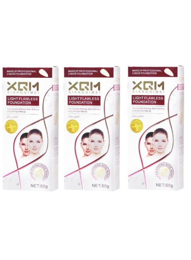 XQM 3Pcs XQM Flawless Light Liquid Foundation  60 gm - Image 1