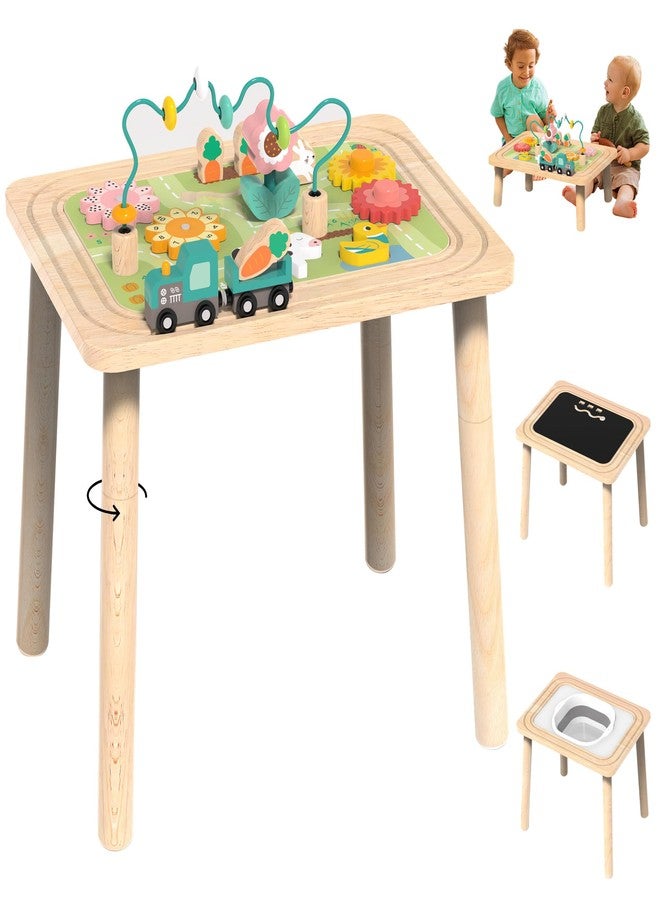 Himold Activity Table for Kids 6-36 Months, 9 in 1 Wooden Montessori Toys with Bead Maze Shape Sorter Train Toy, Baby Sensory Table Toddler Toys 1st Birthday Gifts for Kids - Image 1
