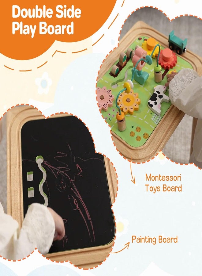 Himold Activity Table for Kids 6-36 Months, 9 in 1 Wooden Montessori Toys with Bead Maze Shape Sorter Train Toy, Baby Sensory Table Toddler Toys 1st Birthday Gifts for Kids - Image 3