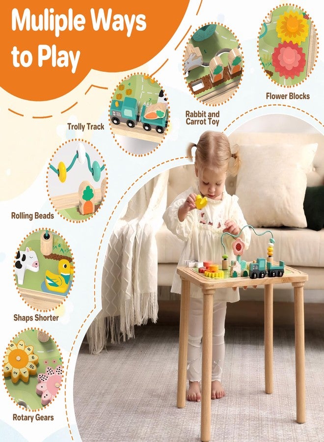 Himold Activity Table for Kids 6-36 Months, 9 in 1 Wooden Montessori Toys with Bead Maze Shape Sorter Train Toy, Baby Sensory Table Toddler Toys 1st Birthday Gifts for Kids - Image 5