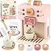 Airlab Kids Coffee Playset Toy Coffee Maker Set for Toddler Wooden Kitchen Accessories Pretend Play for Girls Boys Ages Birthday Gifts Pink - Image 3