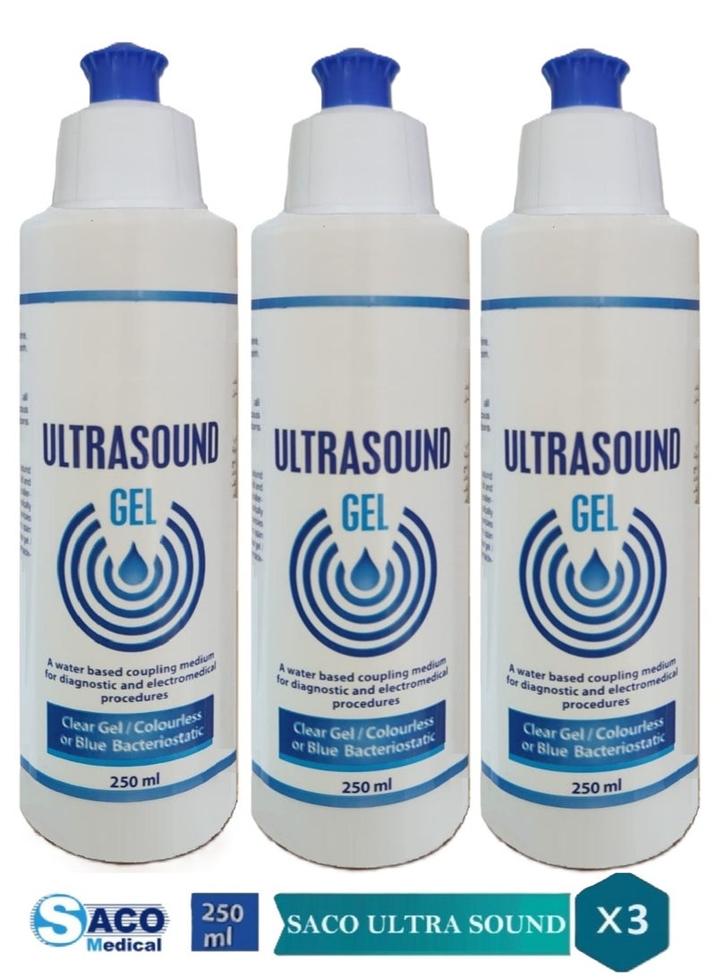 SACO Clear Ultrasound  Gel Colourless Bacteriostatic for Ultrasound and Doppler Machines and Monitors 250ml ( 3 Pack ) - Image 1