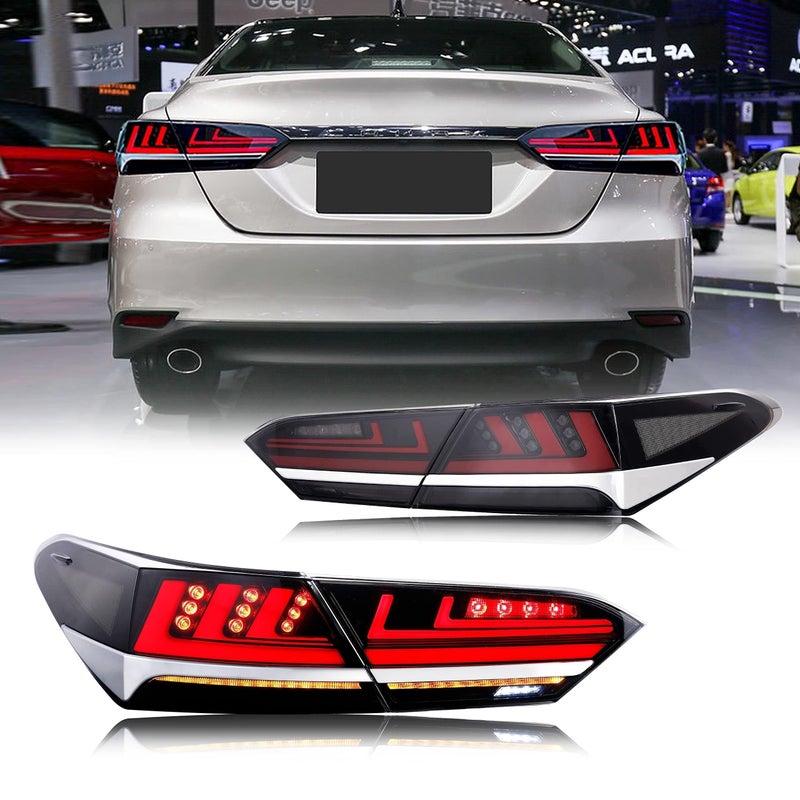 inginuity time LED Tail Lights For Toyota Camry 2018 2019 2020 2021 2022 2023 Rear Lamps Start Up Animation DRL Brake Turn Signal Assembly Smoked