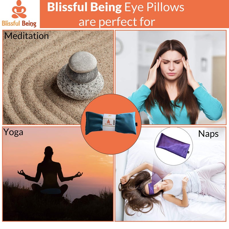Blissful Being Silk Eye Pillow- Lavender Eye Pillow - Eye Pillows Aromatherapy - Perfect for Meditation and Relaxation (Amethyst) - Image 2