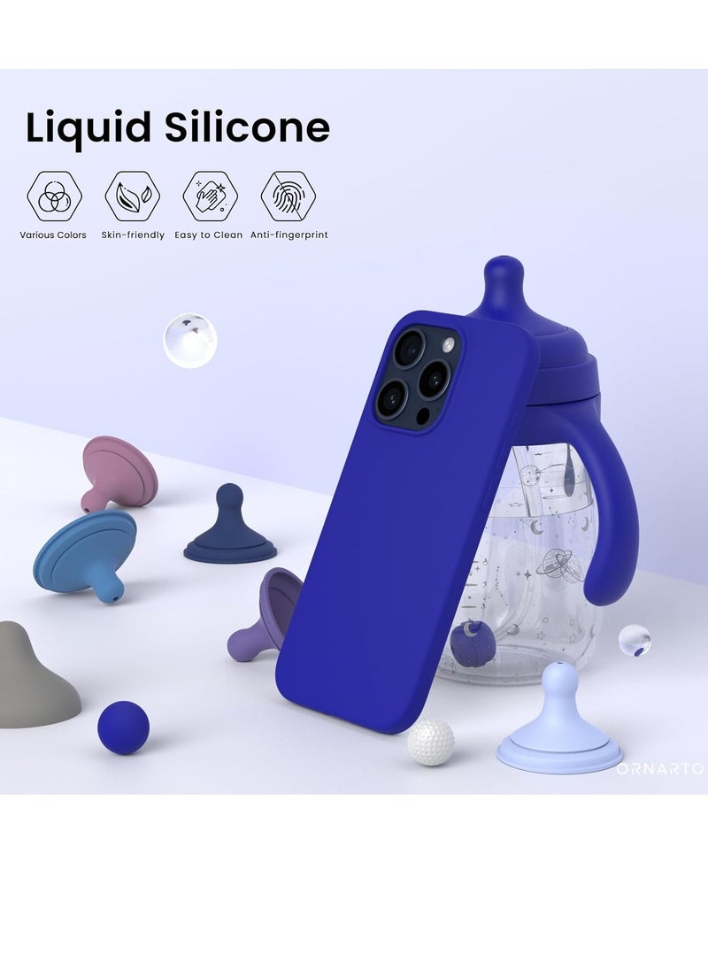Generic - Compatible with iPhone 13 Pro Case  Liquid Silicone 3 Layers Full Covered Soft Gel Rubber Cover, Shockproof Protective Slim Phone Case with Anti-Scratch Microfiber Lining-Klein Blue - Image 1
