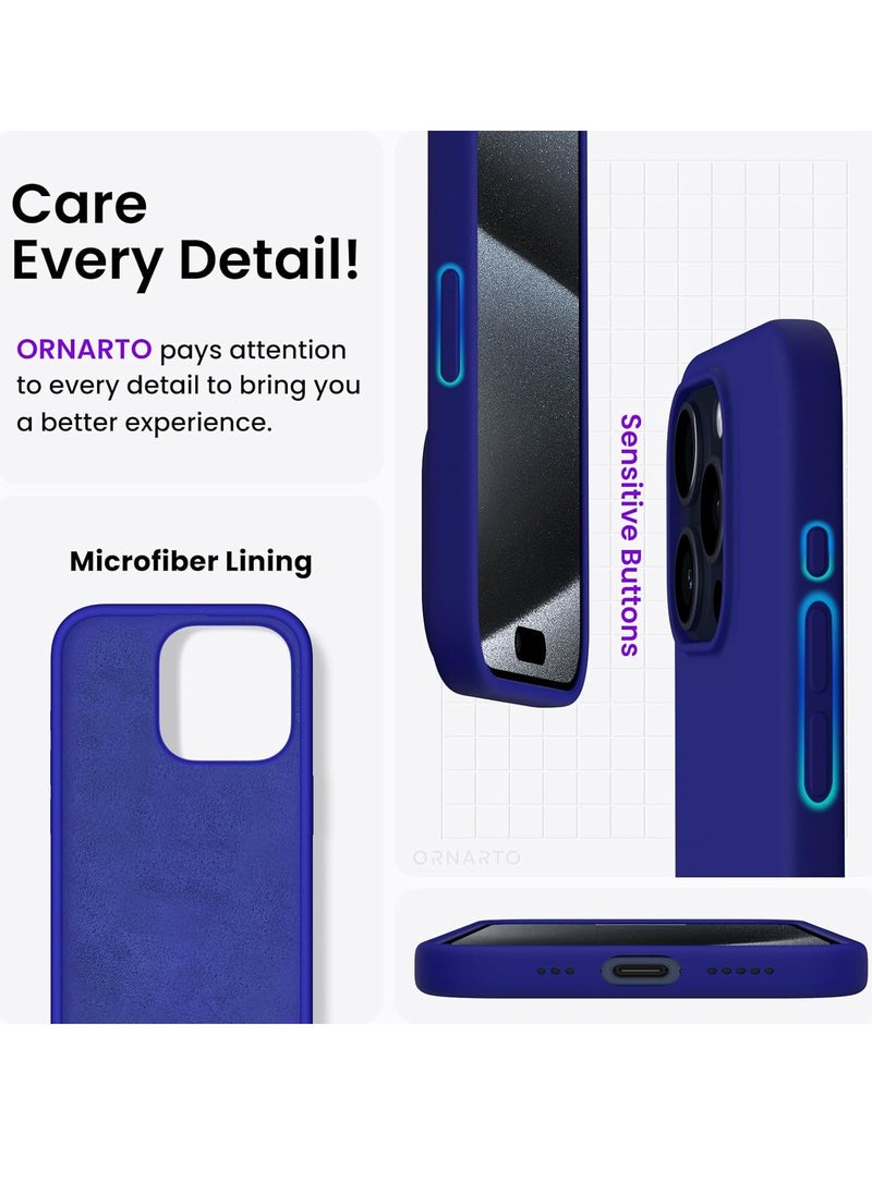 Generic - Compatible with iPhone 13 Pro Case  Liquid Silicone 3 Layers Full Covered Soft Gel Rubber Cover, Shockproof Protective Slim Phone Case with Anti-Scratch Microfiber Lining-Klein Blue - Image 1
