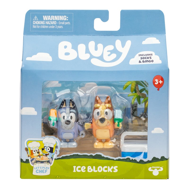 BLUEY S13 LETS PLAY CHEF FIGURE 2PK ICE BLOCKS BINGO & SOCKS - Image 1