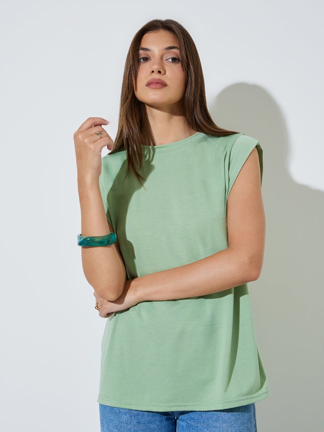 Styli Green Relaxed Sleeveless Knit Top - Image 3