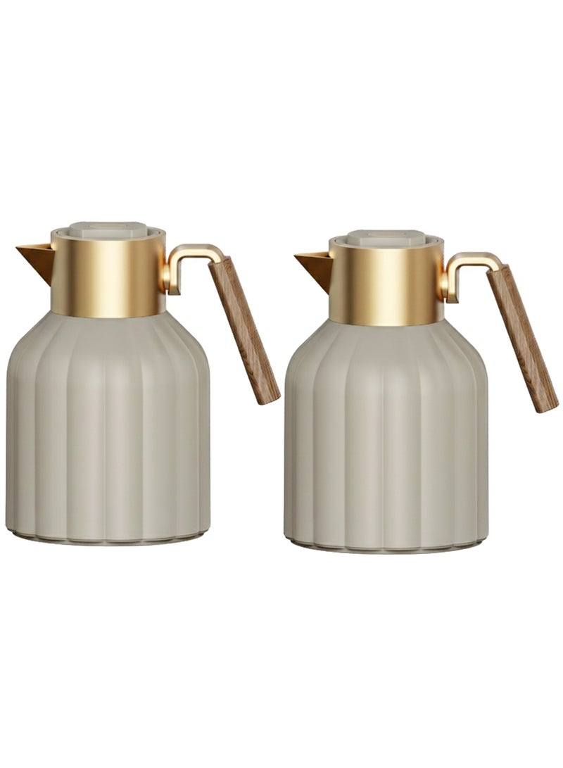 Badraig 2-Piece Coffee And Tea Vacuum Flask Khaki/Gold1 Liter - Image 3