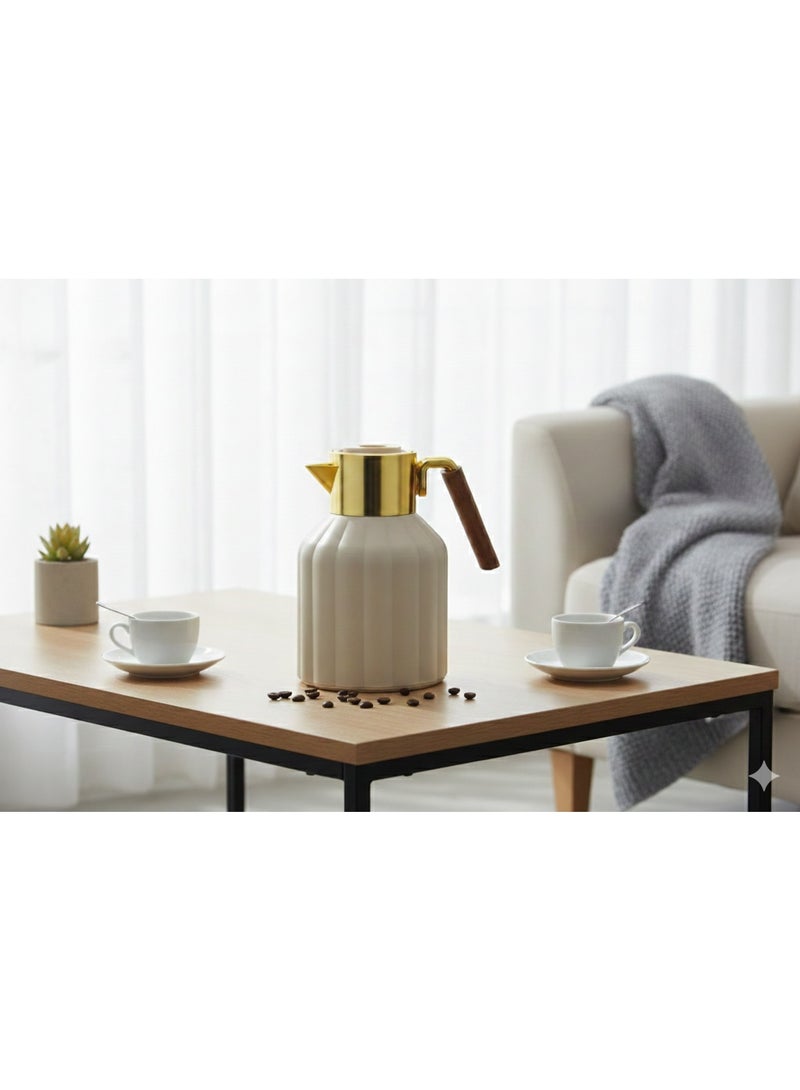 Badraig 2-Piece Coffee And Tea Vacuum Flask Khaki/Gold1 Liter - Image 2