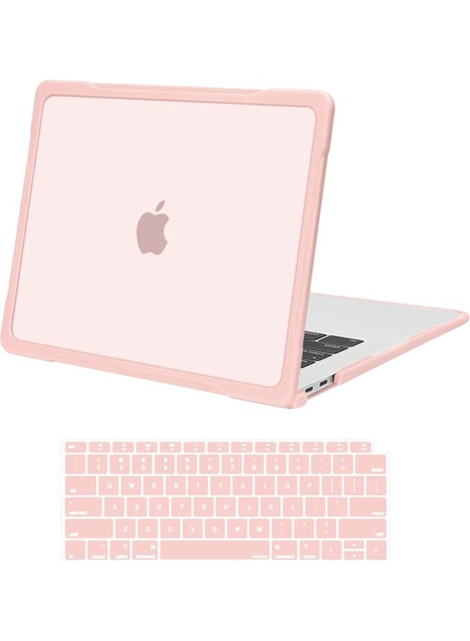erorex Compatible with MacBook Air 13 inch Case 2022 2021 2020 2019 2018 A2337 M1 A2179 A1932, Soft TPU Bumper Anti-Fingerprint Plastic Hard Case&Keyboard Cover for MacBook Air 13.3, Pink - Image 1
