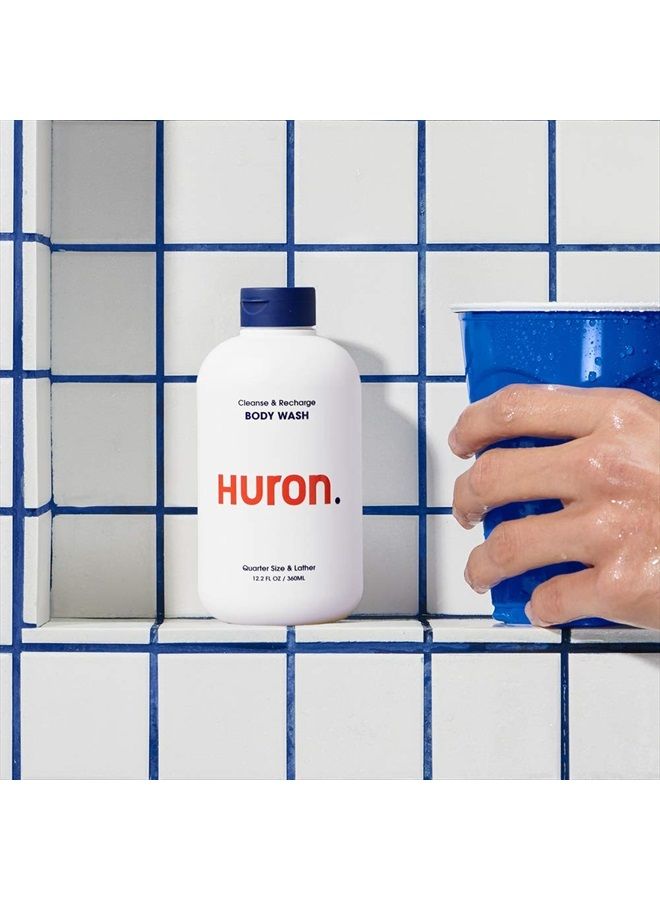 Huron Men's Moisturizing Body Wash - Refreshing & Invigorating Body Wash - Made With Coconut Oil, Vitamin E & Witch Hazel - Vegan, Cruelty-Free - Original Citrus + Eucalyptus, 12.2 fl oz (2 Pack) - Image 5